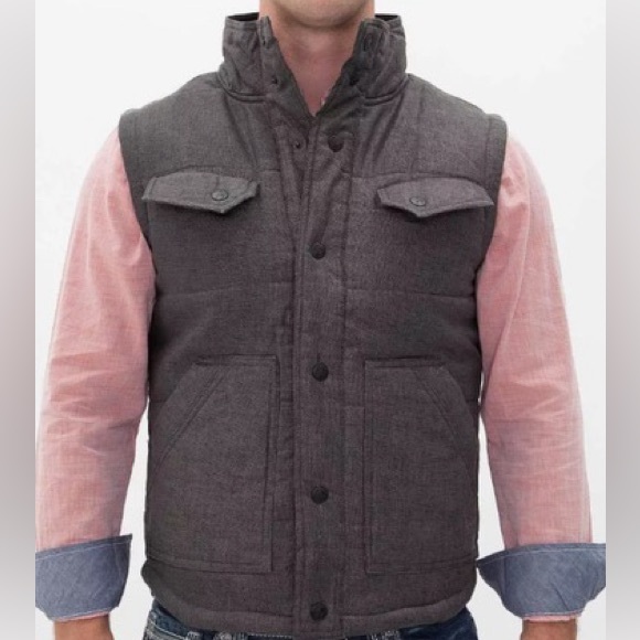 Kane & Unke Other - Gray Kane & Unke Sleeveless Button-Up Vest with Pockets